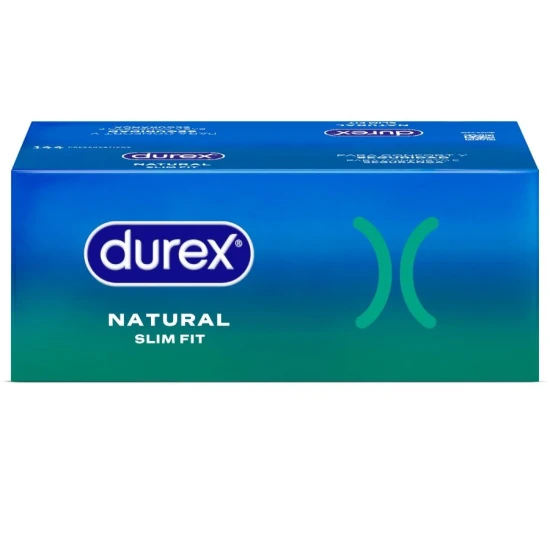Prezervative naturale slim fit, 144 bucăți, lubrifiate cu silicon