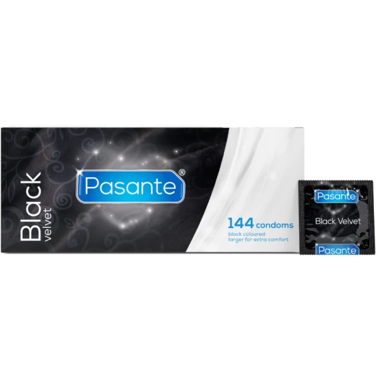 Prezervative negru Velvet din latex natural, negre, 144 buc