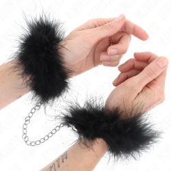 Mini cătușe de mână cu pene, Roz
