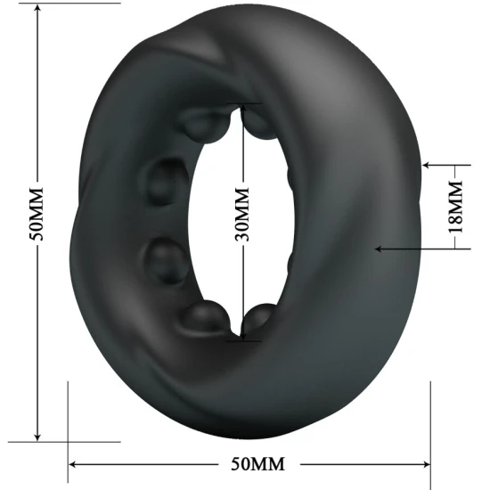 Inel penis din silicon, negru, Model 4