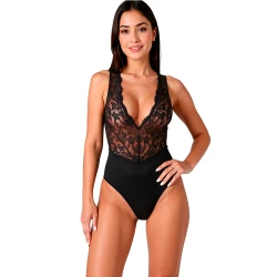 Body sexy EVALIE - Decupat, Negru, S/M