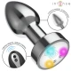 INTENSE - Plug anal metal vibrat cu lumini LED și telecomandă, mărimea S