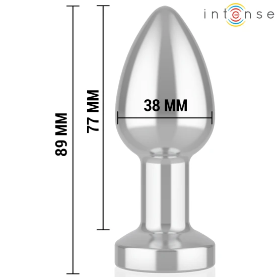 INTENSE - Plug anal metalic vibrat cu lumini LED și telecomandă - Mărime M