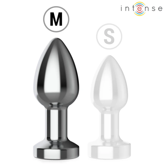 INTENSE - Plug anal metalic vibrat cu lumini LED și telecomandă - Mărime M