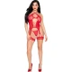 Body sexy Lace Open - Decupat, Roșu, One Size