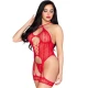 Body sexy Lace Open - Decupat, Roșu, One Size