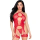 Body sexy Lace Open - Decupat, Roșu, One Size