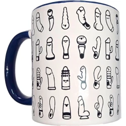 Căni vibrator, alb cu mâner albastru, 370 ml