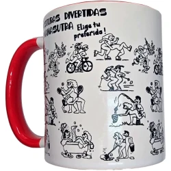 Cană - Poziții Kamasutra, Alb cu Mâner Alb, 370 ml