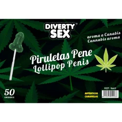Lollipop DIABLO GOLOSO - Aromă Cannabis, Verde, 50 Bucăți