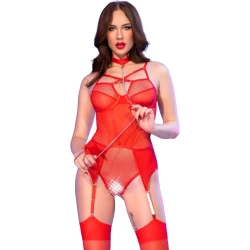 Body sexy CR 4879 - Decupat, Roșu, XL
