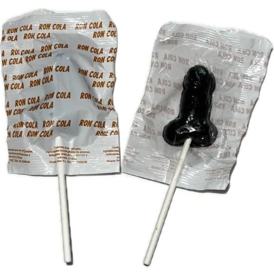 1 Băț Lollipop Tip Penis, Maro Deschis, Aromă Rom și Cola, 10% Alcool