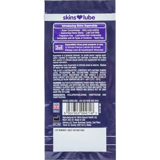 Lubrifiant pe bază de silicon pentru sex - Superslide, doză unică, 5 ml