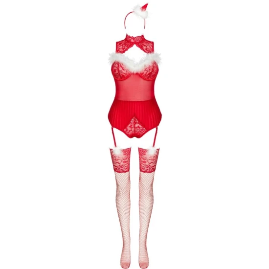 Body sexy LIMPID SNOWFLAKES LC 90604 - Decupat, Alb, S/M