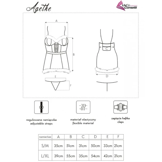 LIVCO CORSETTI FASHION - Cămașă de noapte tip chemise, Roz, Negru