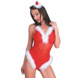 Body sexy NAUGHTY SANTA LC 90706 - Decupat, Roșu, L/XL