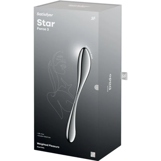 DILDO DUBLU, DIN OȚEL INOXIDABIL - Negru