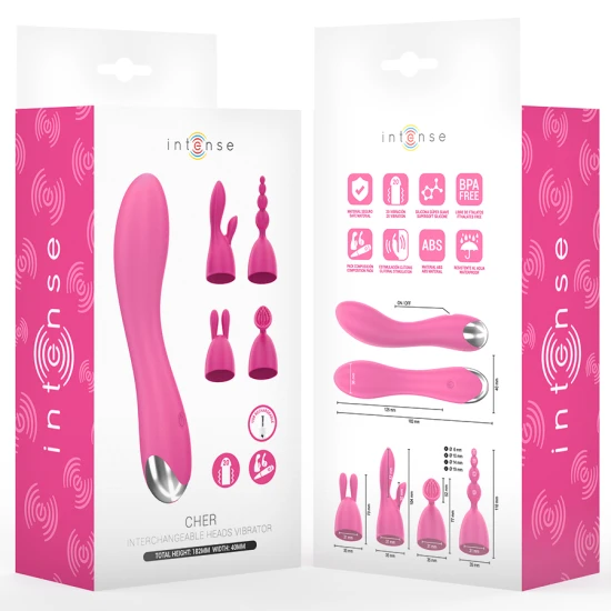 INTENSE - Vibrator tip model cu 20 de moduri și capete interschimbabile