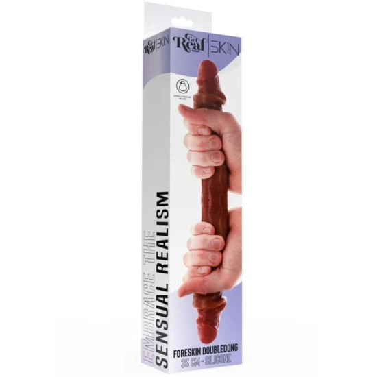 Dildo Dublu-Încheiat - Realist, Caramel, 35 cm
