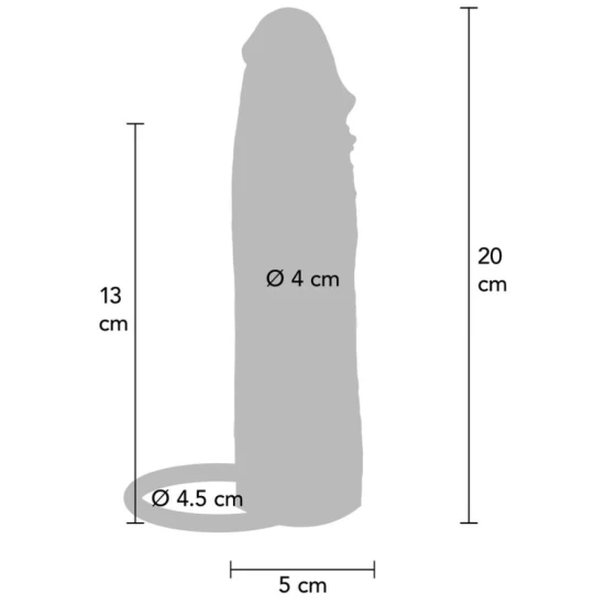 Manșon penis din silicon pentru piele hidratată, caramel, 20 cm