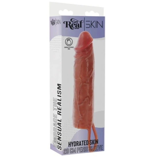 Manșon penis din silicon pentru piele hidratată, caramel, 20 cm
