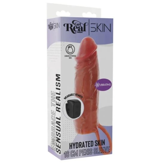 Penis Sleeve - Model Vibrant, Culoare Caramel, 16 cm