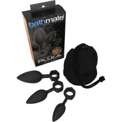 Set 3 dopuri anale de antrenament din silicon, negru