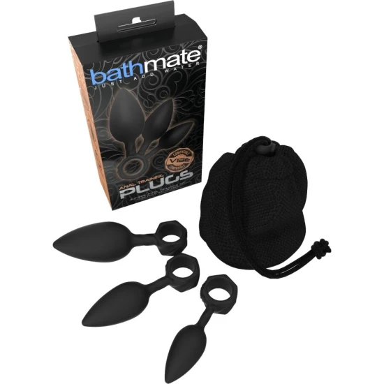Set 3 dopuri anale de antrenament din silicon, negru