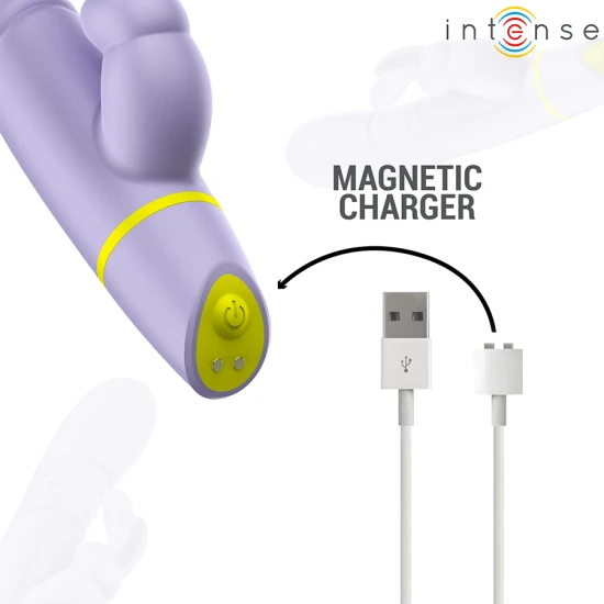INTENSE - Stimulator Rabbit & Vibrator cu împingere, Roz