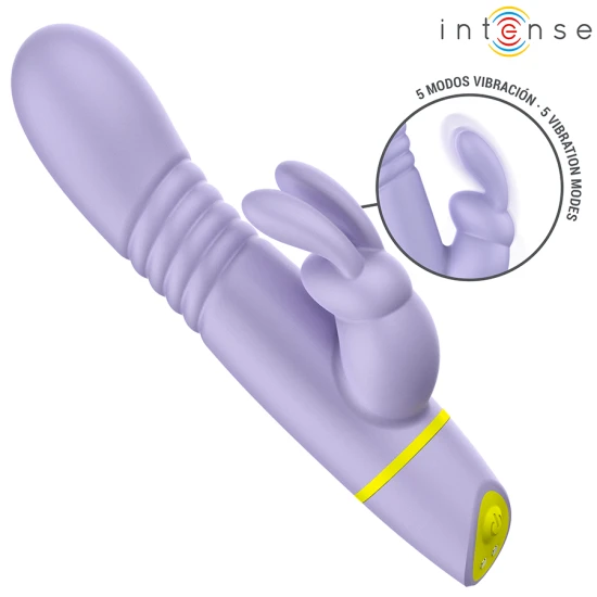 INTENSE - Stimulator Rabbit & Vibrator cu împingere, Roz