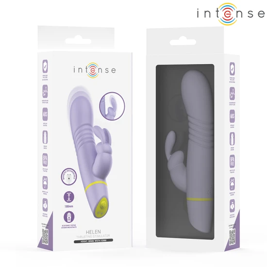 INTENSE - Stimulator Rabbit & Vibrator cu împingere, Roz