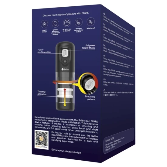 Masturbator Ikon Spark - Thrusting & Rotation, Negru, Unic