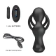 Plug anal vibrator cu inel pentru penis, telecomandă, Negru