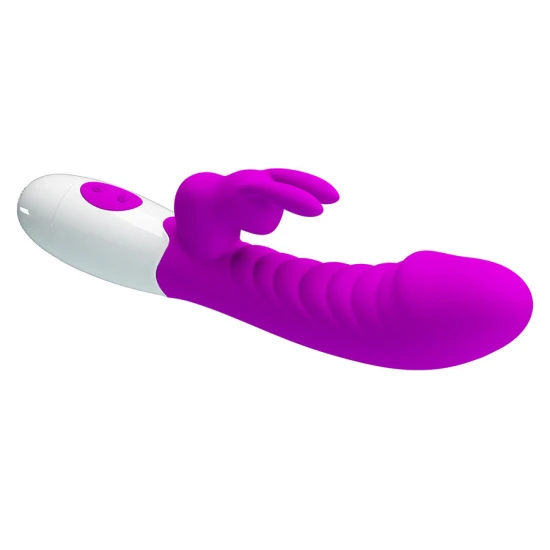 Vibrator Iepuraș din silicon, mov, 21 cm