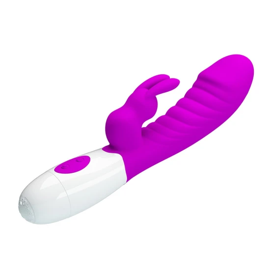 Vibrator Iepuraș din silicon, mov, 21 cm