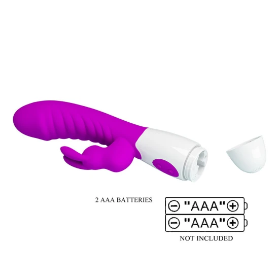 Vibrator Iepuraș din silicon, mov, 21 cm