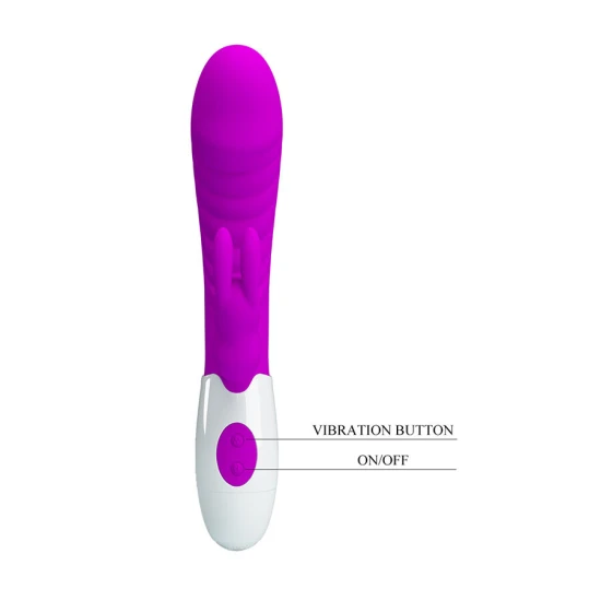 Vibrator Iepuraș din silicon, mov, 21 cm
