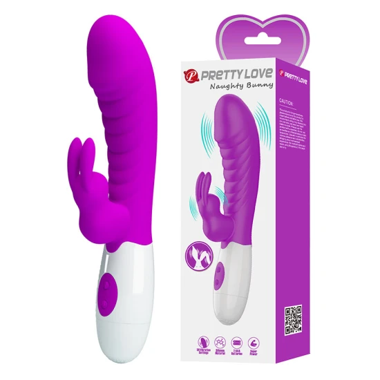 Vibrator Iepuraș din silicon, mov, 21 cm