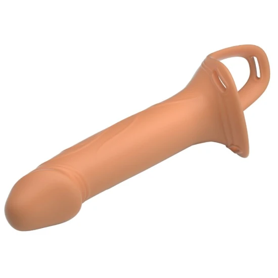 Dildo strap-on vibrant din silicon, piele deschisă, 18 cm