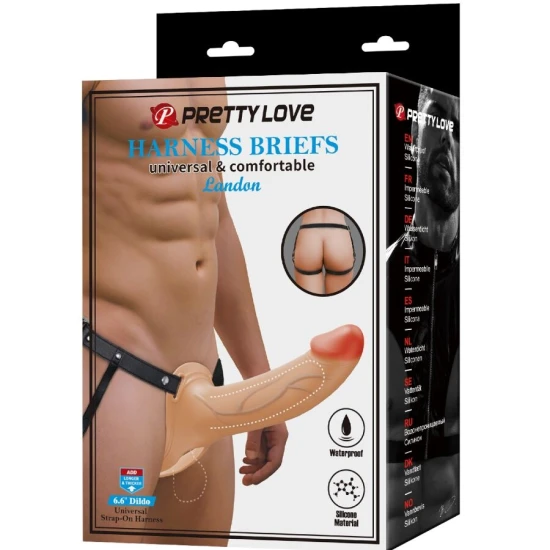 Dildo strap-on vibrant din silicon, piele deschisă, 18 cm