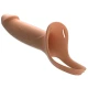 Dildo strap-on vibrant din silicon, piele deschisă, 18 cm