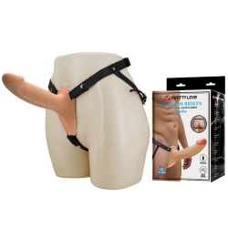 Dildo strap-on vibrant din silicon, piele deschisă, 18 cm