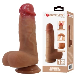 Dildo realist cu ventuză din silicon, culoare piele, 17.3 cm