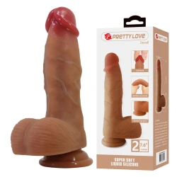 Dildo realist cu ventuză din silicon, culoare flesh, 19,3 cm