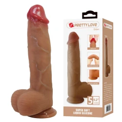 Dildo realist din silicon, cu ventuză, 23.5 cm, roz