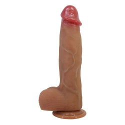Dildo realist din silicon, cu ventuză, 23.5 cm, roz