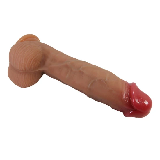 Dildo realist din silicon, cu ventuză, 23.5 cm, roz
