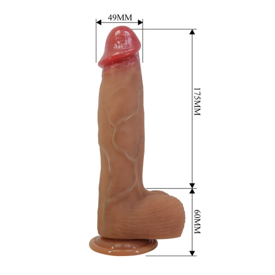 Dildo realist din silicon, cu ventuză, 23.5 cm, roz