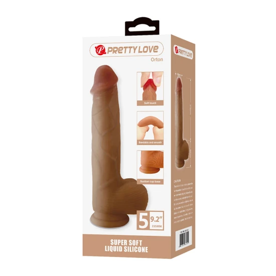 Dildo realist din silicon, cu ventuză, 23.5 cm, roz