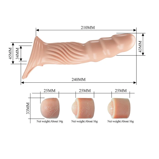 Manșon penis texturat cu prelungitoare, Roz